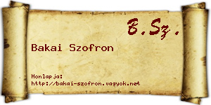 Bakai Szofron névjegykártya
